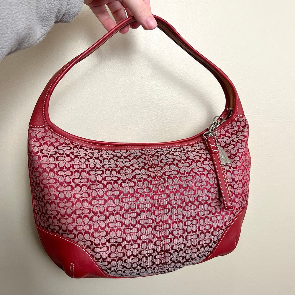 Coach Vintage Y2K Signature Ergo Zip Hobo Shoulder Bag 6617 Cherry Red